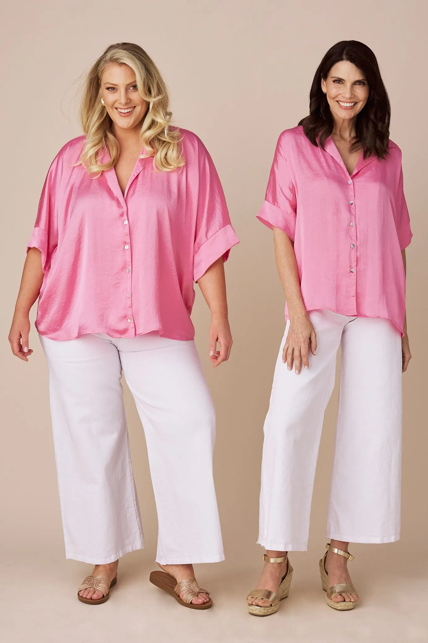 Tory Short Sleeve Collared Shirt Pink