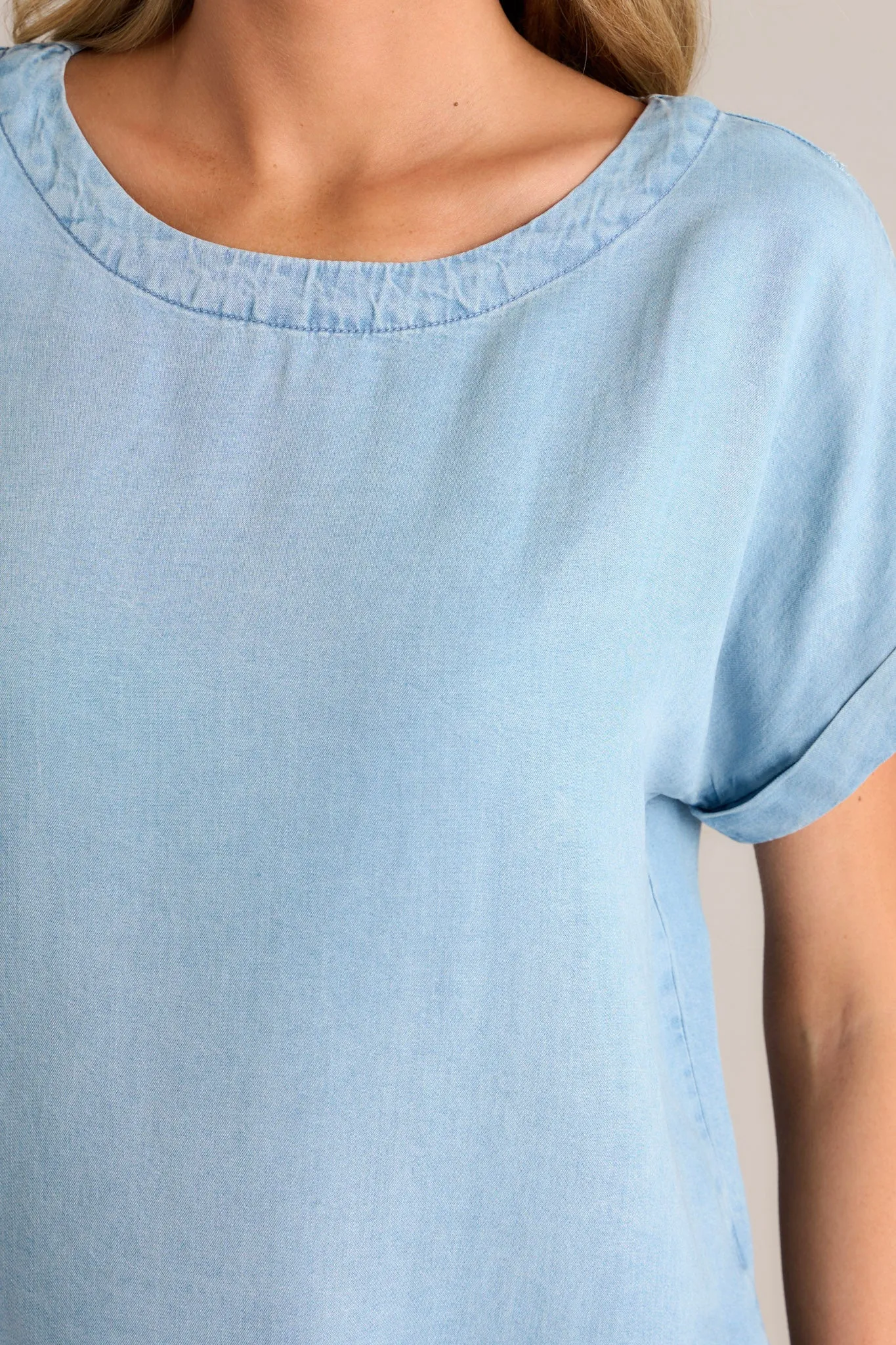 Tranquil Tides Light Chambray Top