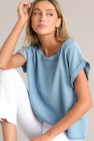 Tranquil Tides Light Chambray Top