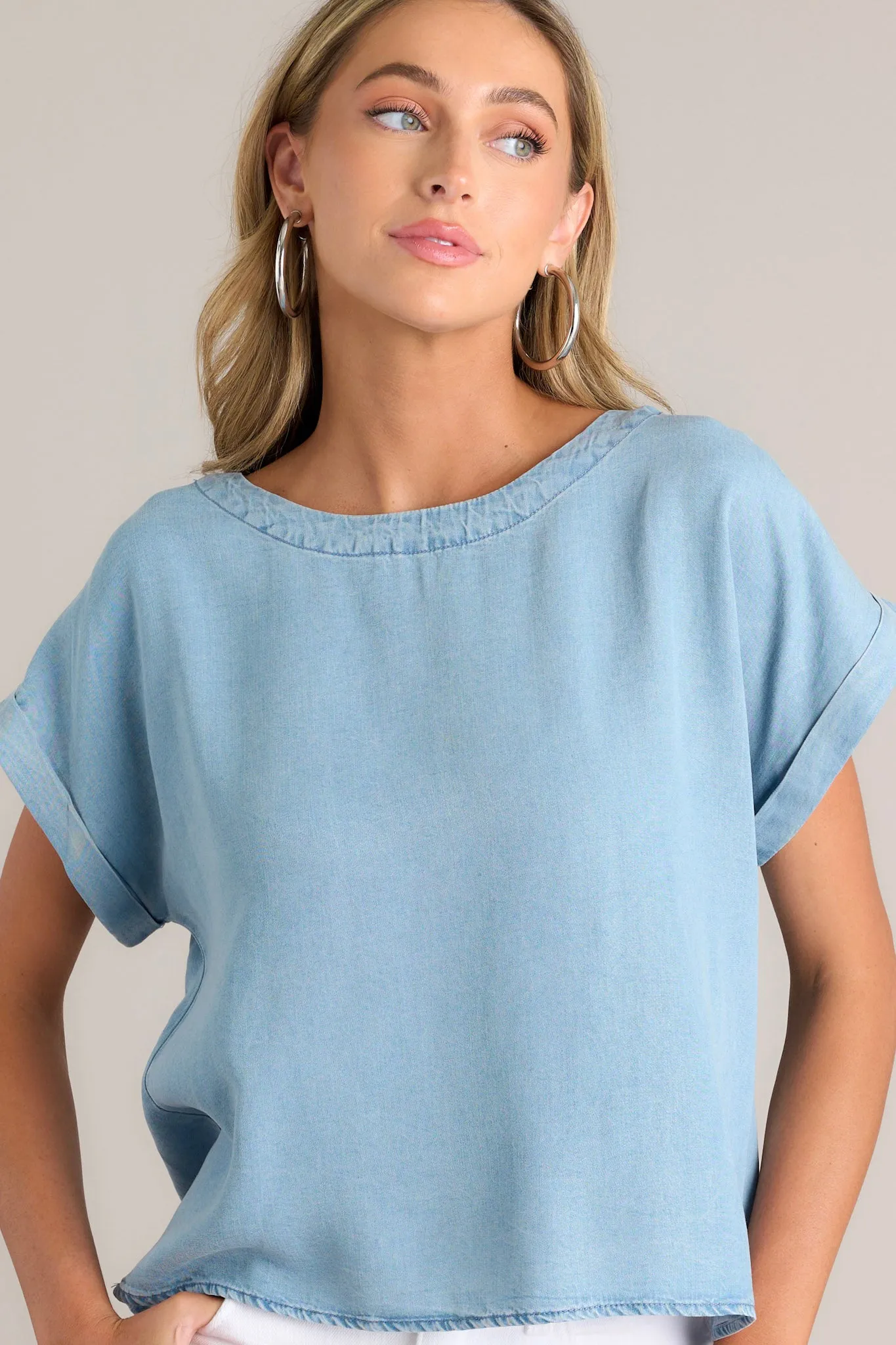 Tranquil Tides Light Chambray Top