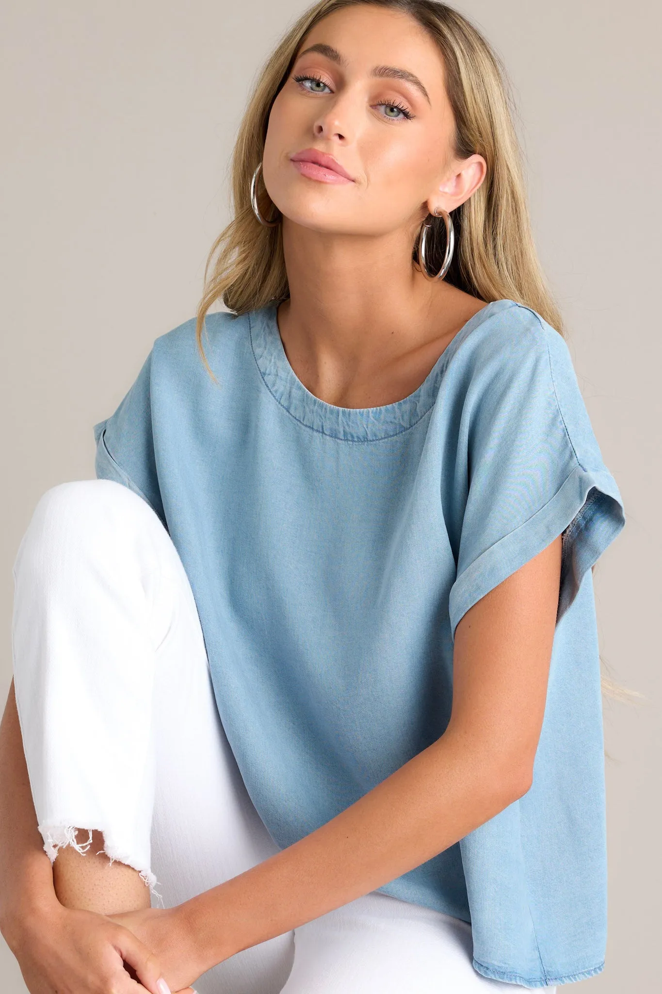 Tranquil Tides Light Chambray Top
