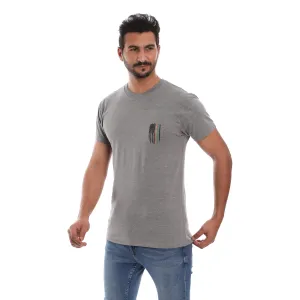 US FLAG COTTON RICH GREY SHORT SLEEVE CREW NECK