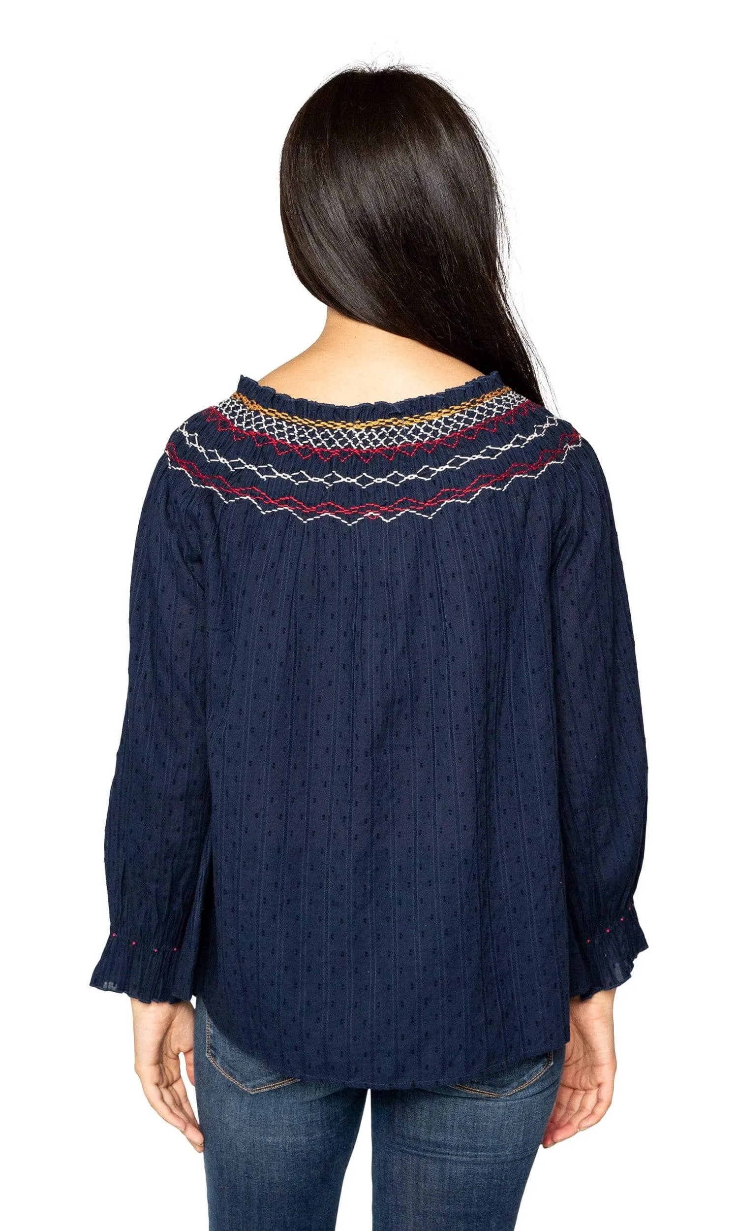 Velvet by Graham & Spencer Trudie Embroidered Smocked Top