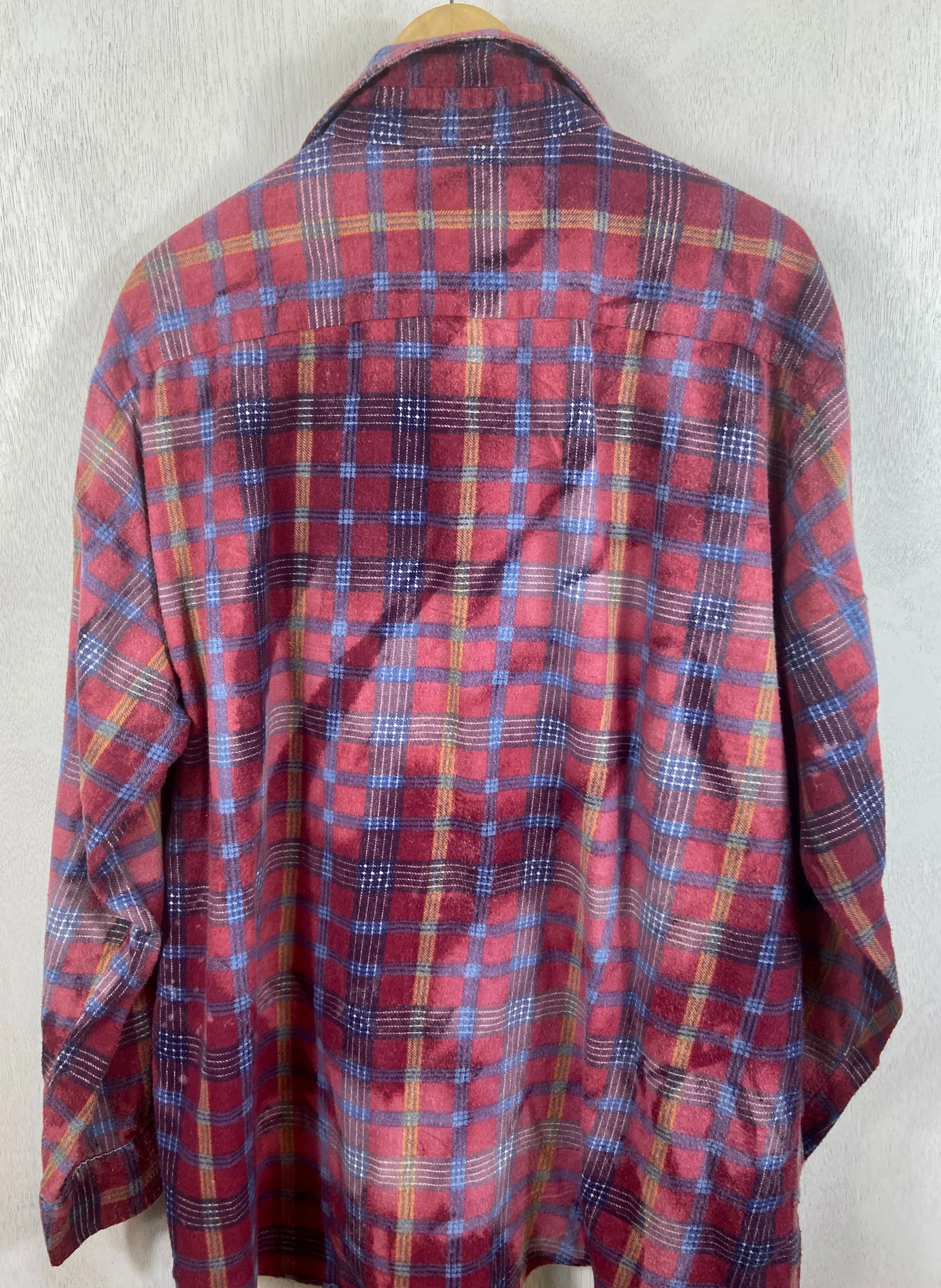 Vintage Merlot, Blue and White Flannel Size XL
