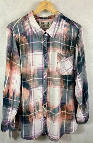 Vintage Pink, Black, Grey, White and Lavender Flannel Size Large