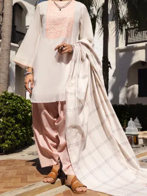 White Cotton Yarn-Dyed 3 Piece Unstitched - ALP-3PS-1439
