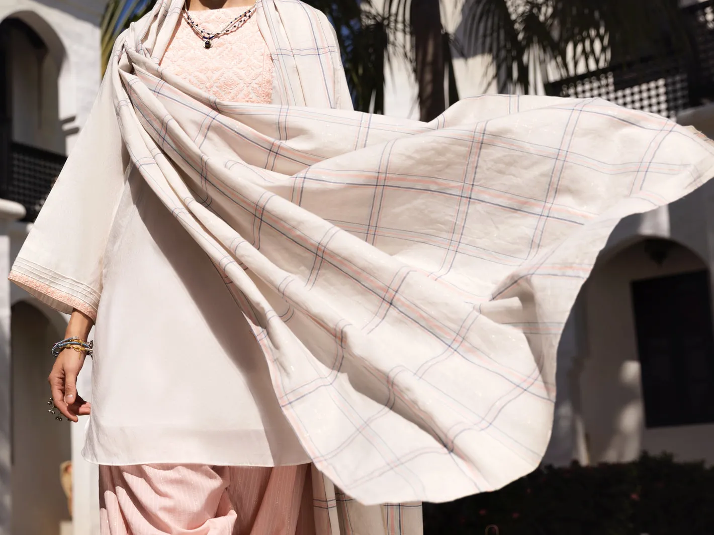 White Cotton Yarn-Dyed 3 Piece Unstitched - ALP-3PS-1439