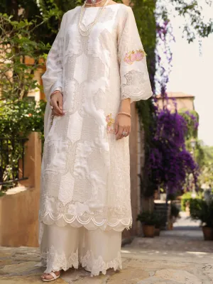 White Impure Organza 3 Piece Unstitched - ALP-3PS-1535