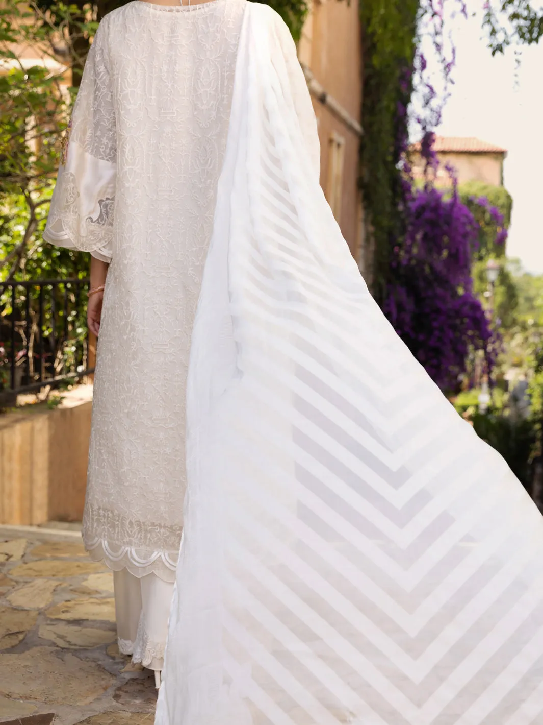 White Impure Organza 3 Piece Unstitched - ALP-3PS-1535
