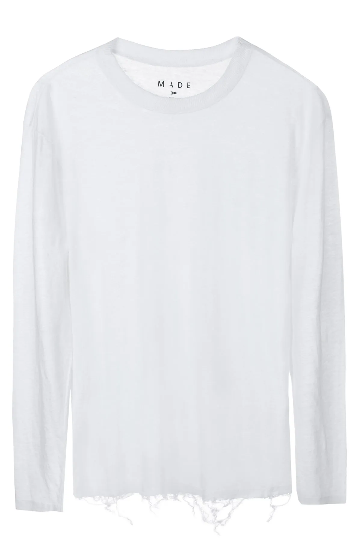White Long Sleeves Linen T-Shirt