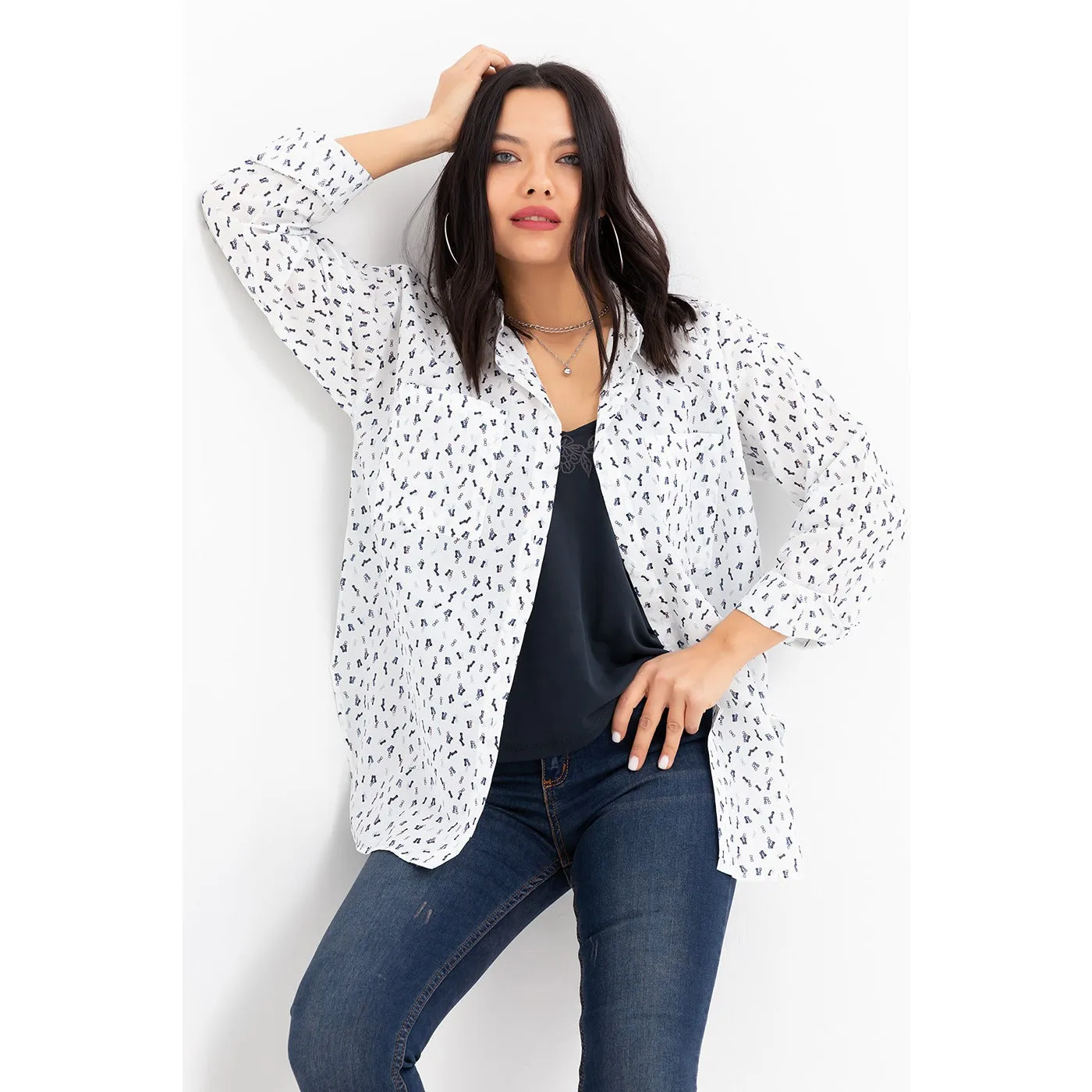 White Oversized Pocket Shirt
