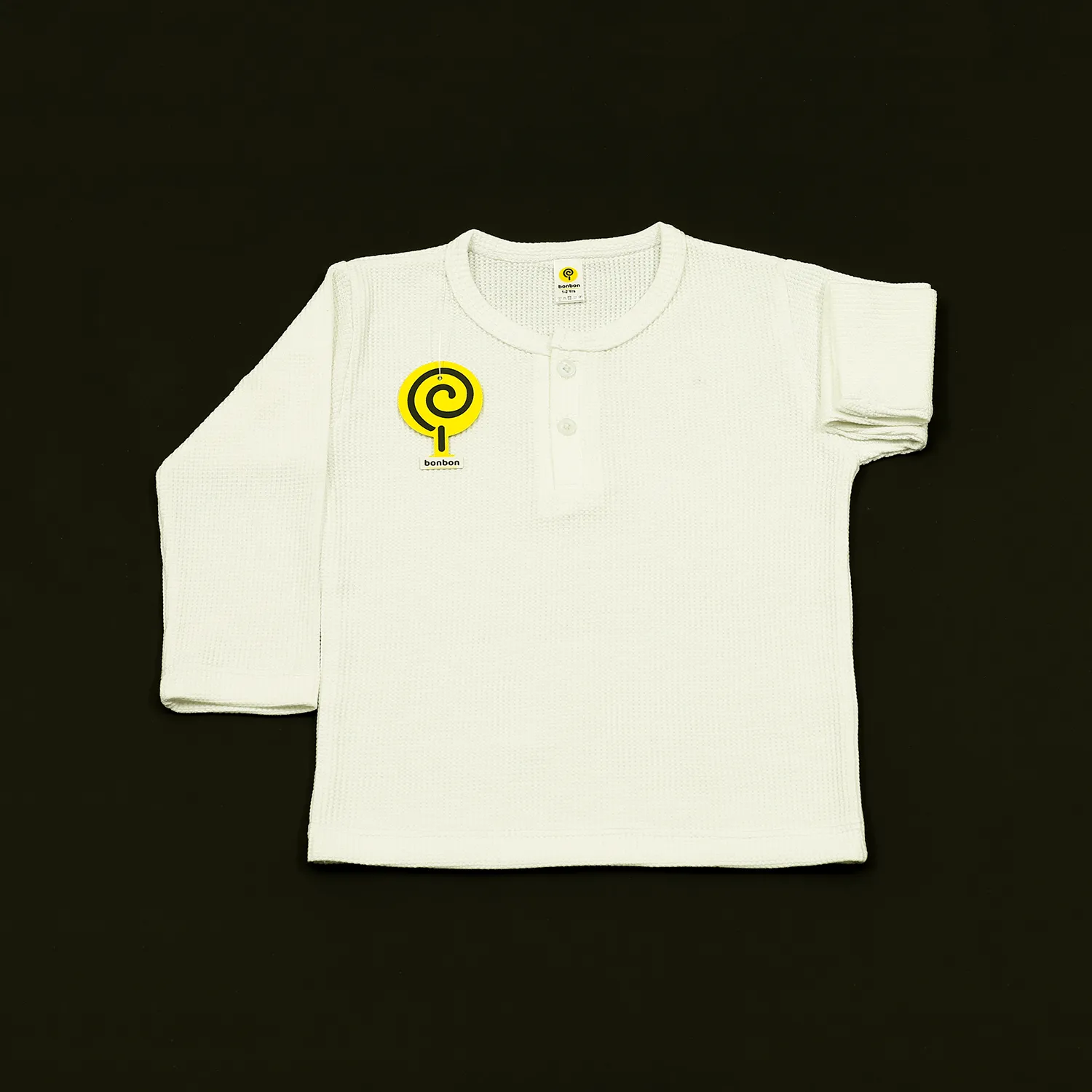White Waffle-knit Henley